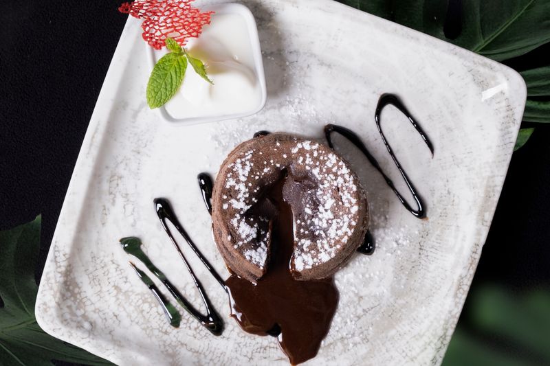 Warm Chocolate Lava Cake dessert at Papa Ginos